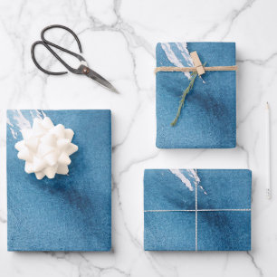 Feuille De Papier Cadeau Aquarelle Abstraite bleu marine