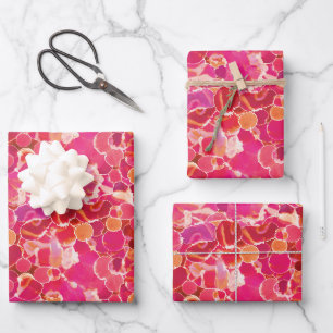 Feuille De Papier Cadeau Aquarelle Abstraite Rose Rouge Corail