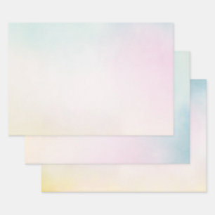 Feuille De Papier Cadeau Aquarelle Aqua Pink Yellow Tie Dye Ombre