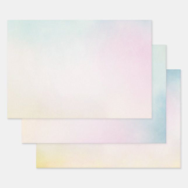 Feuille De Papier Cadeau Aquarelle Aqua Pink Yellow Tie Dye Ombre (Lot)