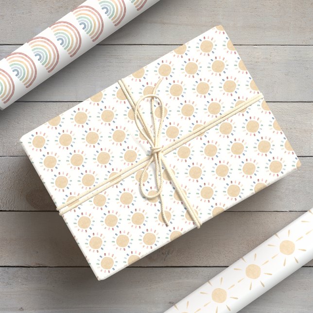 Feuille De Papier Cadeau Aquarelle Bébé Bohème (Watercolor Boho Baby Wrapping Paper Sheets
)