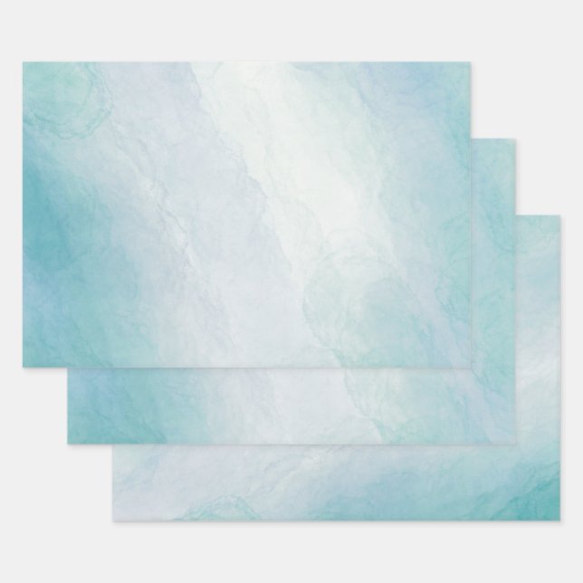 Feuille De Papier Cadeau Aquarelle bleue (Lot)
