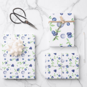 Feuille De Papier Cadeau Aquarelle Blueberry