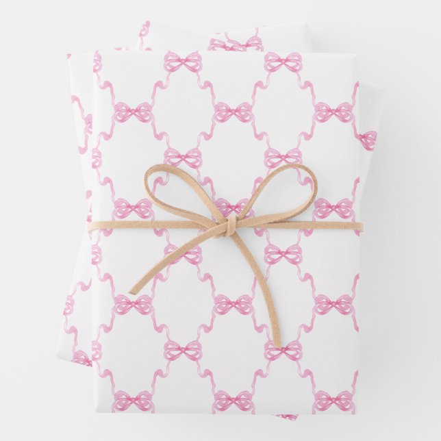 Feuille De Papier Cadeau Aquarelle - Bords roses (En situation)