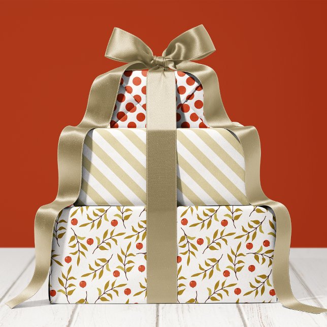 Feuille De Papier Cadeau Aquarelle Botanique Berries vacances (Créateur téléchargé)