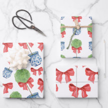 Aquarelle Chinoiserie Bow rouge Topio