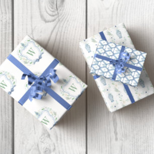 Feuille De Papier Cadeau Aquarelle Chinoiserie Ginger Jars Crest