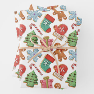 Feuille De Papier Cadeau Aquarelle Cookies de Noël
