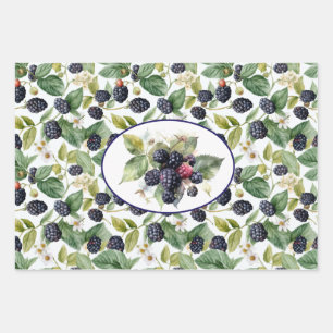 Feuille De Papier Cadeau Aquarelle de mûre Blackberry
