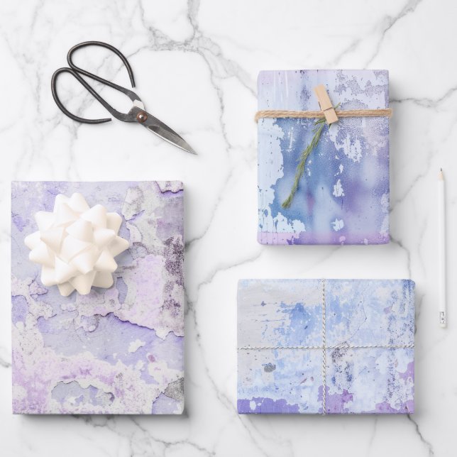 Feuille De Papier Cadeau Aquarelle de peinture pourpre rouille (Recto)