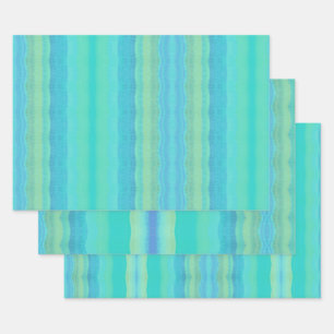 Feuille De Papier Cadeau Aquarelle décorative bleu turquoise