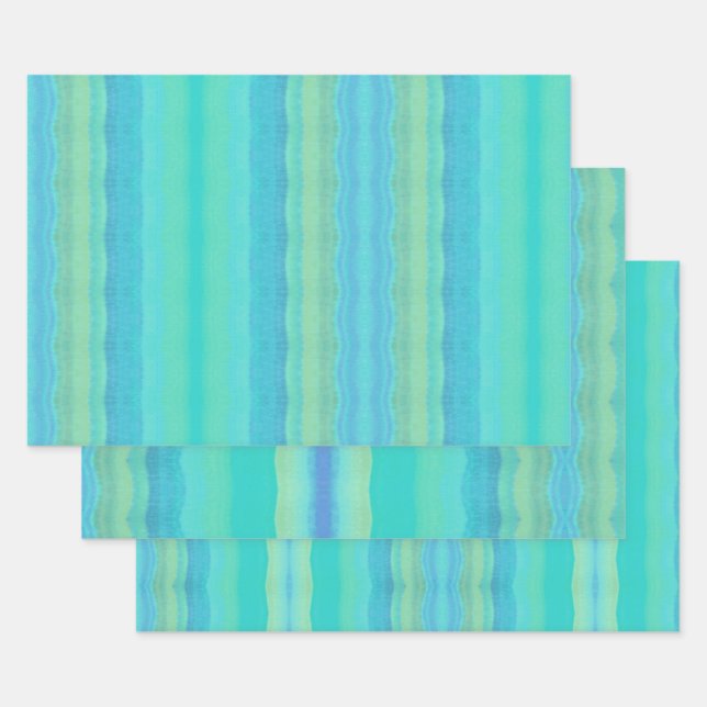 Feuille De Papier Cadeau Aquarelle décorative bleu turquoise (Lot)