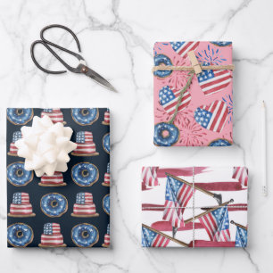 Feuille De Papier Cadeau Aquarelle des États-Unis