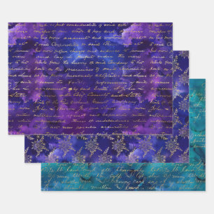Feuille De Papier Cadeau Aquarelle écriture dorée et motifs floraux
