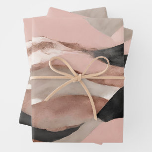 Feuille De Papier Cadeau Aquarelle élégante rose gris abstrait