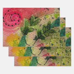 Feuille De Papier Cadeau Aquarelle Et Encre Impressionnisme Abstrait Art