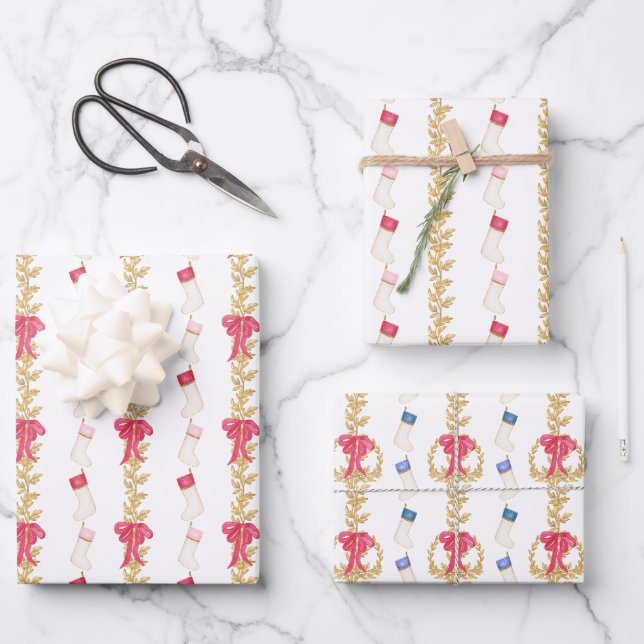 Feuille De Papier Cadeau Aquarelle et Garland (Recto)