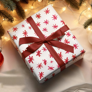 Feuille De Papier Cadeau Aquarelle étoilée - rouge