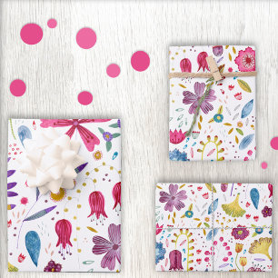 Feuille De Papier Cadeau Aquarelle Fleur sauvage Botanique