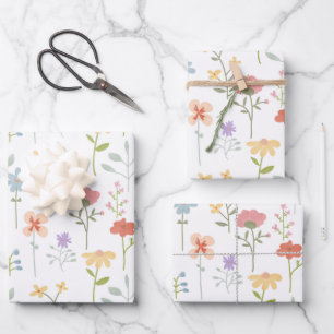 Feuille De Papier Cadeau Aquarelle Fleur sauvage motif floral