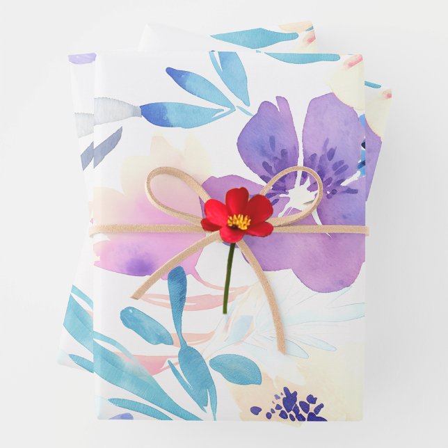 Feuille De Papier Cadeau Aquarelle Flora  (Créateur téléchargé)