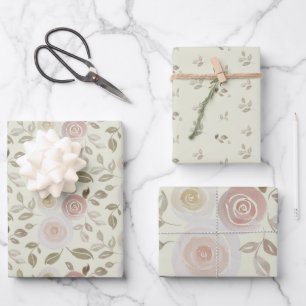 Feuille De Papier Cadeau Aquarelle Floral Rose