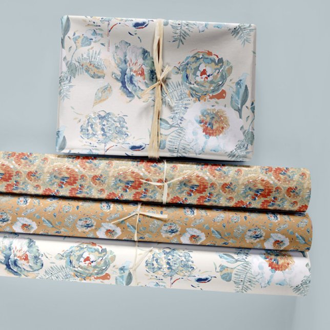 Feuille De Papier Cadeau Aquarelle florale Hydrangea Découpage (Watercolor Elegant Hydrangea Blossoms Floral Wrapping Paper Sheets from Studio Posies. )