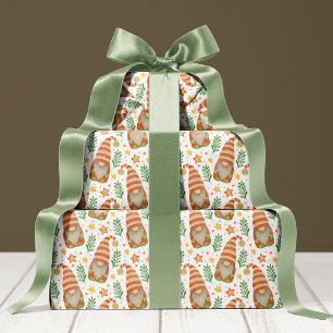 Feuille De Papier Cadeau Aquarelle Gnome Scandinave Noël Mignon