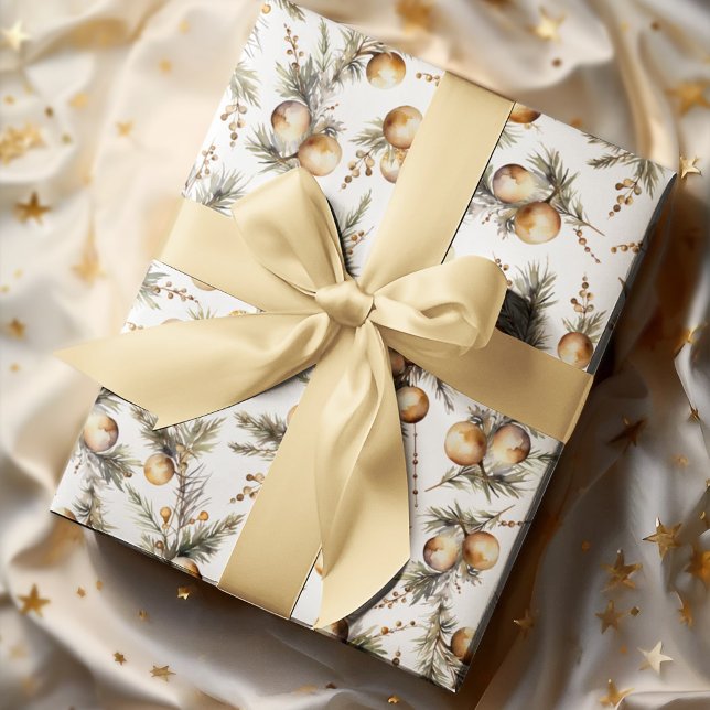 Feuille De Papier Cadeau Aquarelle Gold Foliing Noël (Créateur téléchargé)