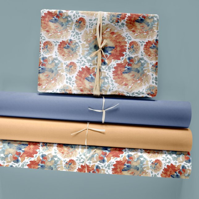 Feuille De Papier Cadeau Aquarelle Hydrangeas Trio Palette Automne (Watercolor Hydrangeas Trio Fall Palette Wrapping Paper Sheets by Studio Posies.)