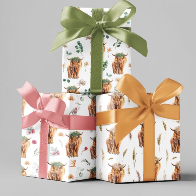 Feuille De Papier Cadeau Aquarelle Mère Bébé Calf Douche Nursery (Créateur téléchargé)