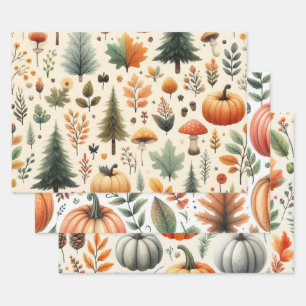 Feuille De Papier Cadeau Aquarelle mignonne citrouille automne et automne T