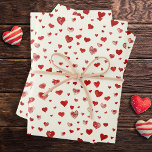 Feuille De Papier Cadeau Aquarelle mignonne Coeurs rouges sur blanc ivoire<br><div class="desc">affection de l'Express avec des coeurs aquarelle peints à la main motif sur le blanc,  emballage cadeau pour l'anniversaire,  Saint-Valentin,  fête des mères,  baby shower,  douche ou découpage nuptiale et autres objets d'artisanat do-it-yourself</div>