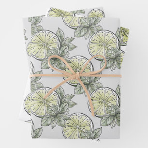 Feuille De Papier Cadeau Aquarelle moderne Citrus Lime Jardin d'été