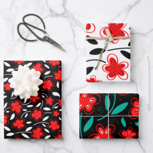 Feuille De Papier Cadeau Aquarelle moderne Florale Fleurs botaniques