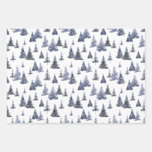 Feuille De Papier Cadeau Aquarelle moderne Noël Pin vert Wrappi