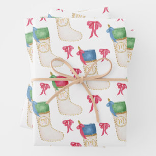 Feuille De Papier Cadeau Aquarelle Monogramme Personnaliser le stockage de 