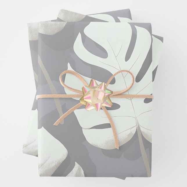 Feuille De Papier Cadeau Aquarelle Monstera (Créateur téléchargé)