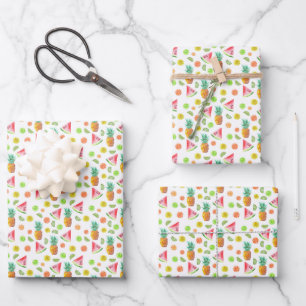 Feuille De Papier Cadeau Aquarelle Motif de fruits en conserve