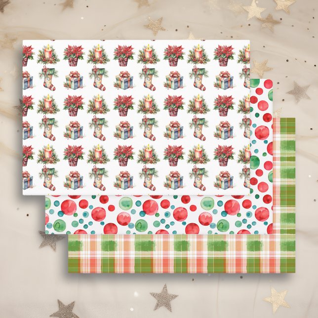 Feuille De Papier Cadeau Aquarelle Motifs de Noël (Créateur téléchargé)