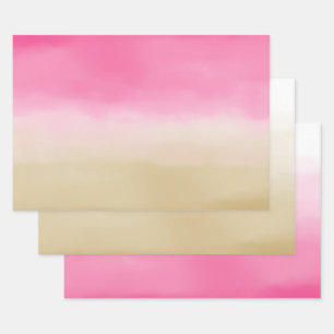 Feuille De Papier Cadeau Aquarelle Ombre or rose