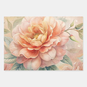 Feuille De Papier Cadeau Aquarelle Pastel Vintage florale délicate