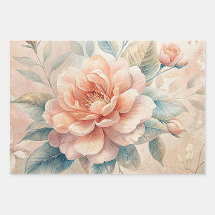 Feuille De Papier Cadeau Aquarelle Pastel Vintage florale délicate