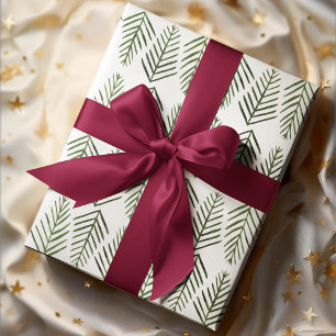 Feuille De Papier Cadeau Aquarelle Pine arbres - vert sap