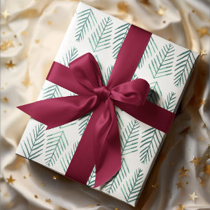 Feuille De Papier Cadeau Aquarelle Pine arbres - vert vintage