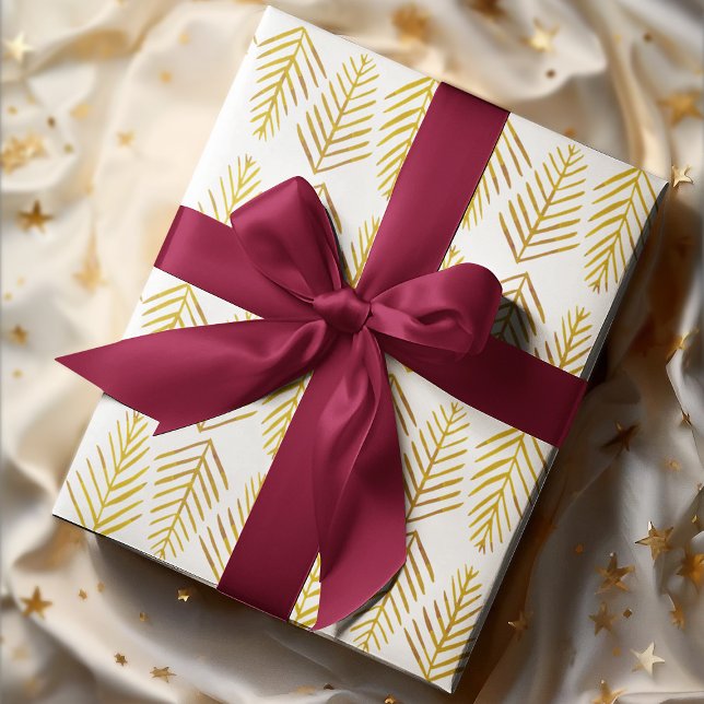 Feuille De Papier Cadeau Aquarelle Pins - jaune (Créateur téléchargé)