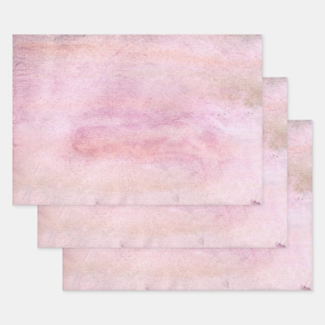 Feuille De Papier Cadeau Aquarelle rose (Lot)