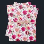 Feuille De Papier Cadeau Aquarelle rose floral<br><div class="desc">Fleurs vibrantes dans les tons rose pâle,  rose chaud,  fuchsia à marsala sur un arrière - plan blanc,  ces feuilles de papier d'emballage sont amusants pour offrir des cadeaux pour toute occasion. CORRESPONDRE des articles dans notre magasin.</div>