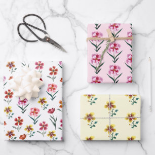 Feuille De Papier Cadeau Aquarelle rose pâle Baby shower à motifs floraux