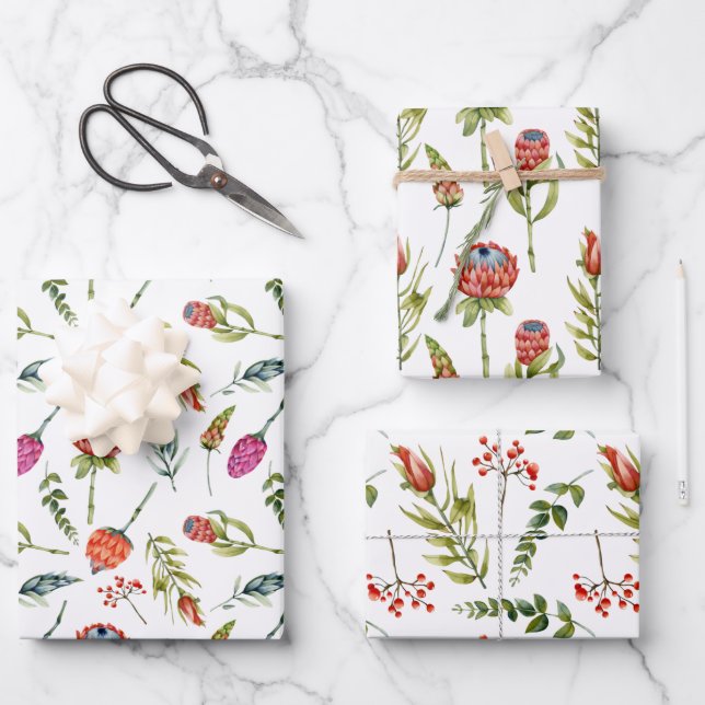 Feuille De Papier Cadeau Aquarelle rose rouge violet (Recto)